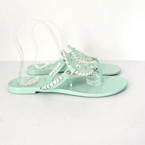 Jack Rogers Georgica Mint Green Metallic Accent Jelly Thong Size 8